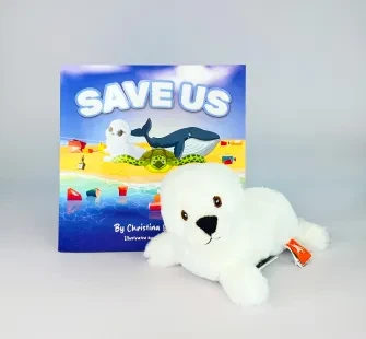 Save Us seal plushie & book bundle