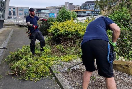 2 of The Deep's Crew helping out in digging up the current space.