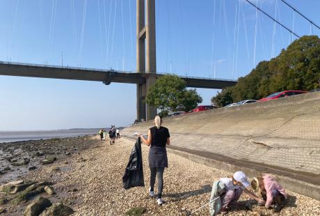 Volunteers collecting litter at Hessle Foreshore.