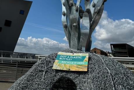 Seagrass Sculpture and recycling station outside The Deep building