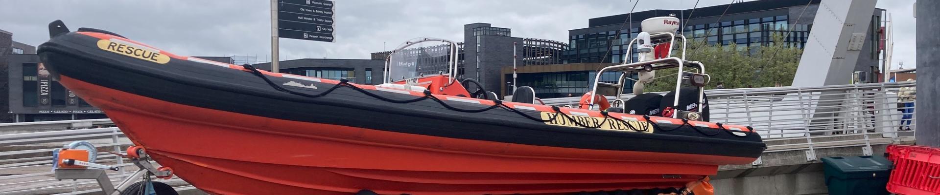 Humber Rescue life boat parked outside The Deep building.